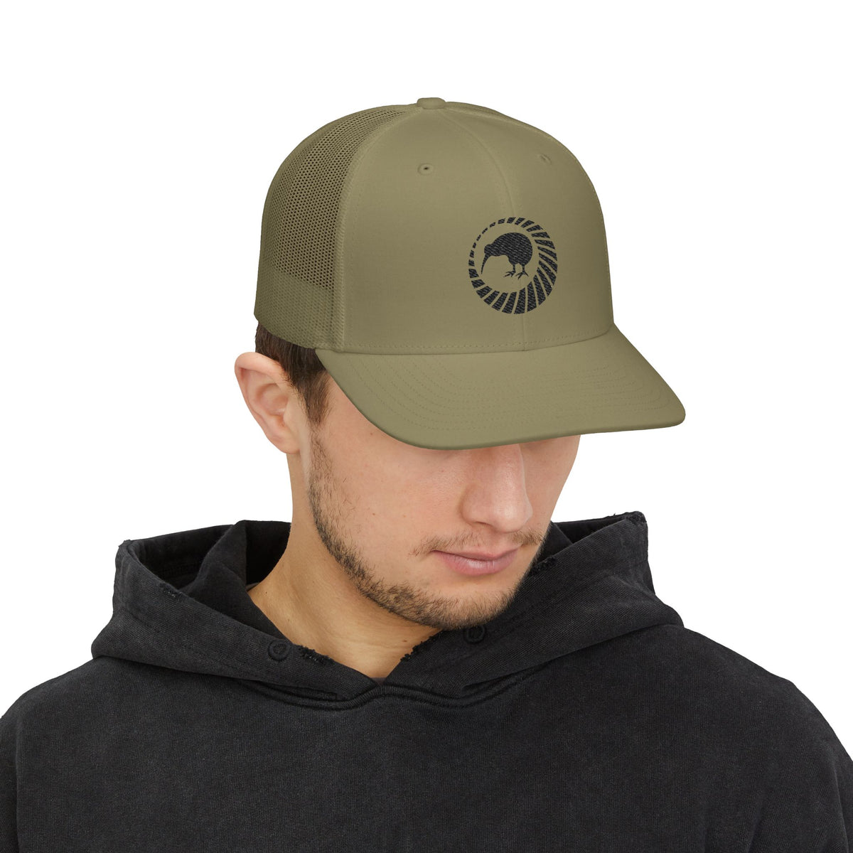 Lion Emblem Trucker Cap – Black Outdoor Adventure Hat