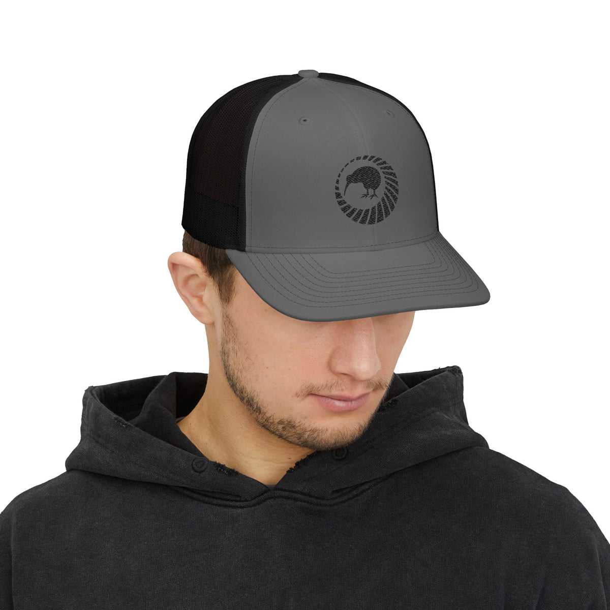 Lion Emblem Trucker Cap – Black Outdoor Adventure Hat